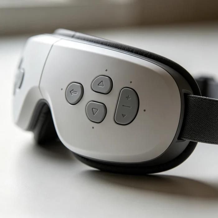 An eye massager with buttons showing different settings