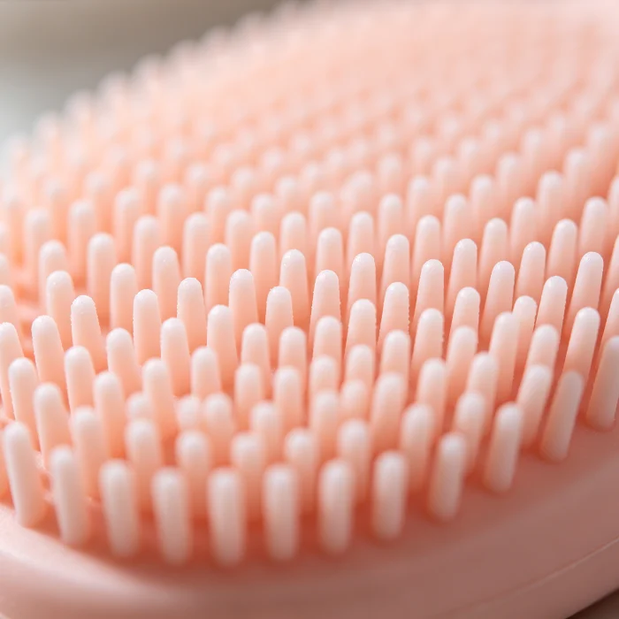 a close-up of a silicone scrubber bristles showing the soft texture