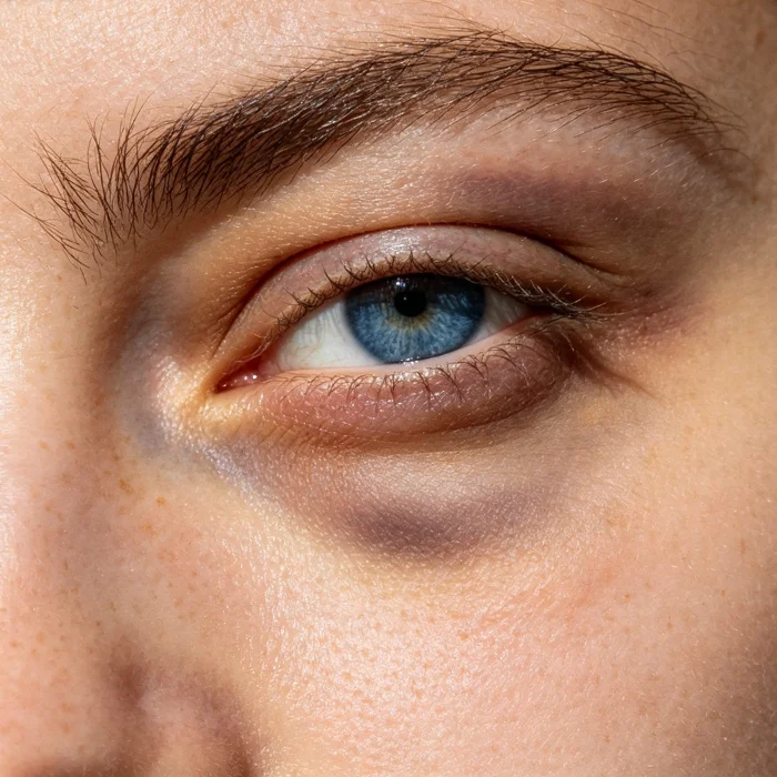 a person gently guiding an eye massager along the orbital bone