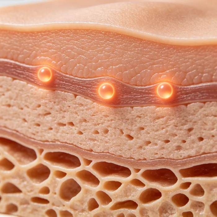 diagram showing HIFU focal point depths in skin layers