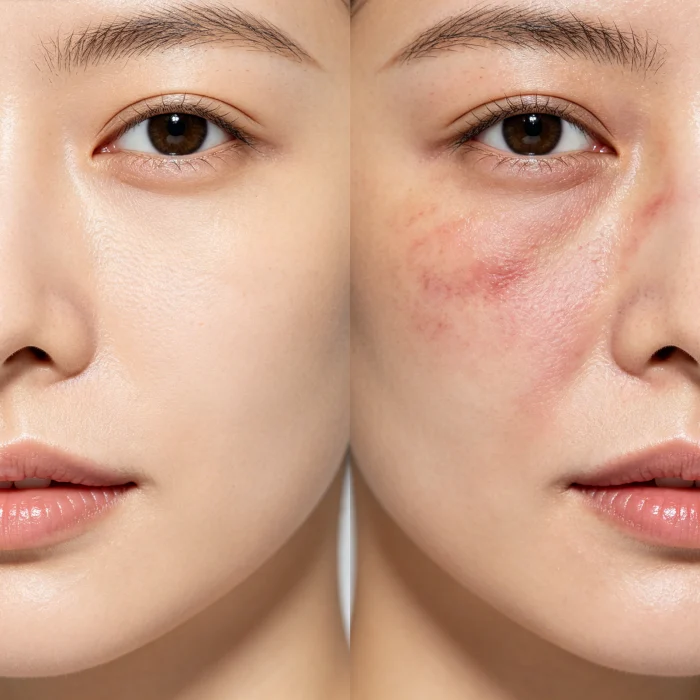 comparison of normal skin vs mild bruising after HIFU