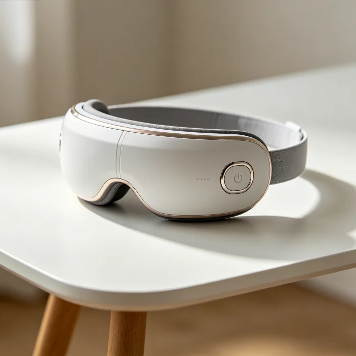 An electric vibrating eye massager device on a table
