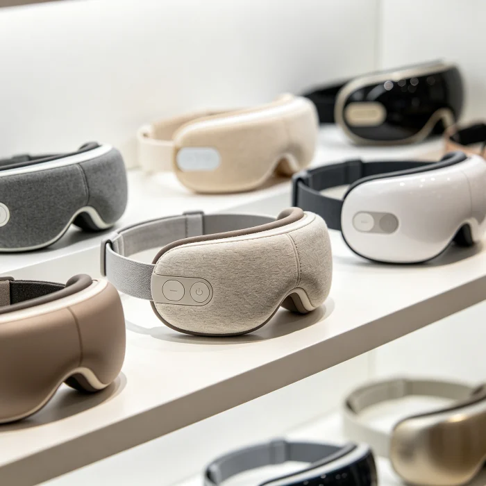 a variety of eye massagers on a shelf