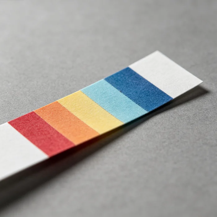 a pH test strip showing acidic vs alkaline levels