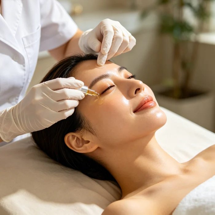 a professional facial treatment with an esthetician