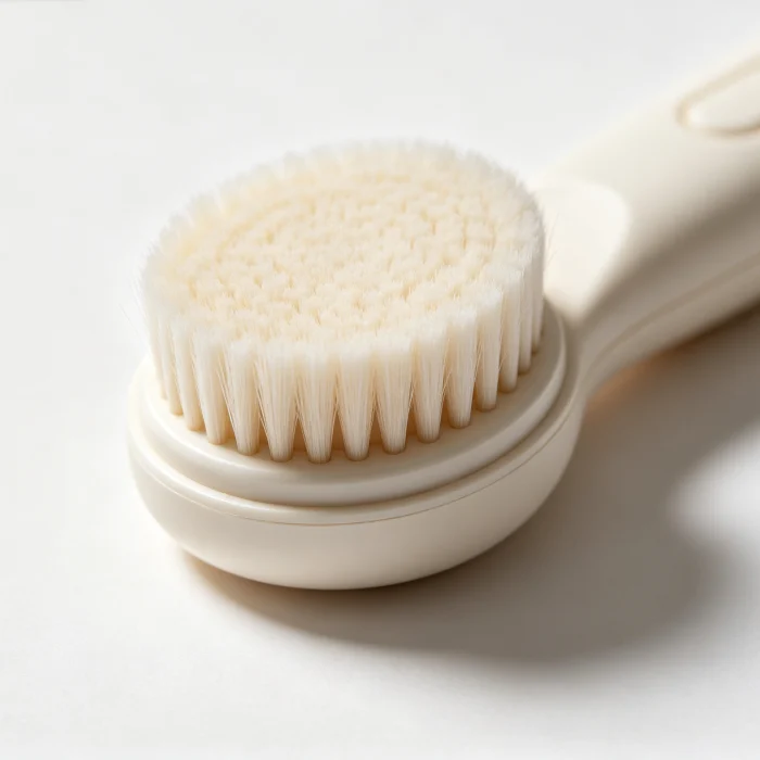 a manual facial cleansing brush with soft bristles