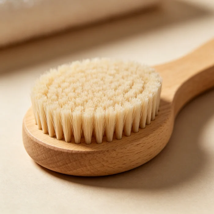 a dry facial brush with soft natural bristles
