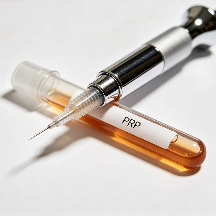 a microneedling device and a tube of PRP