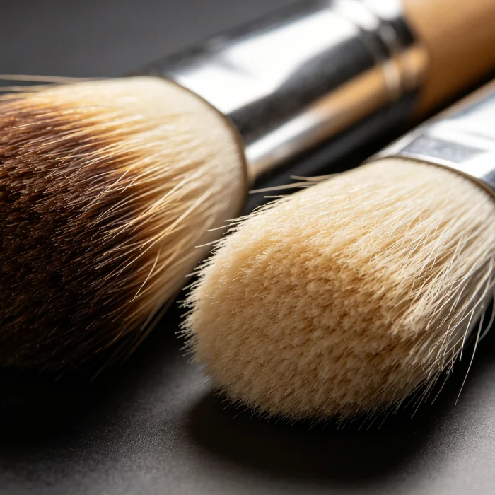 close-up of dual 3D brush bristles showing long and short fibers