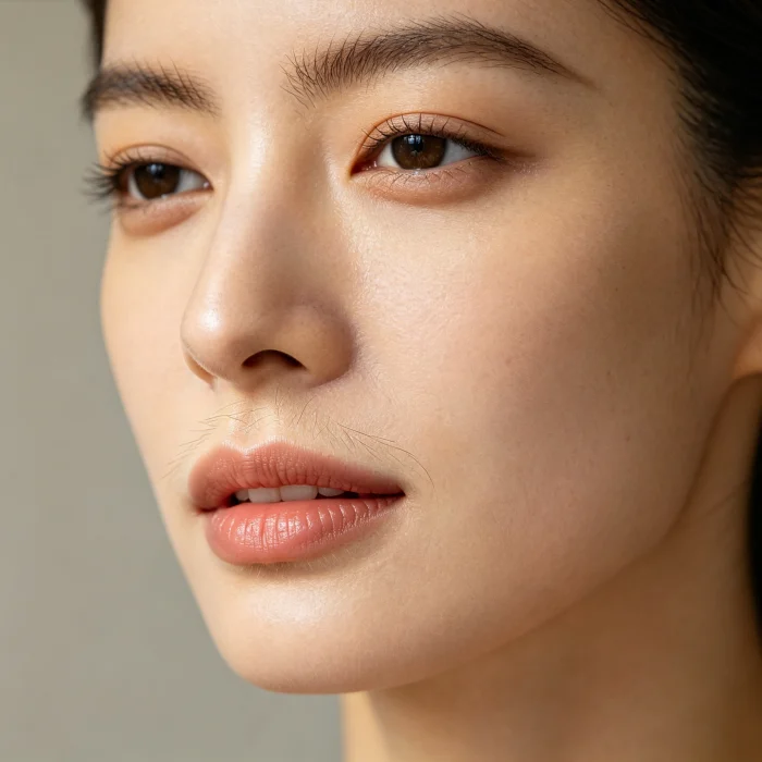 A close-up of a woman