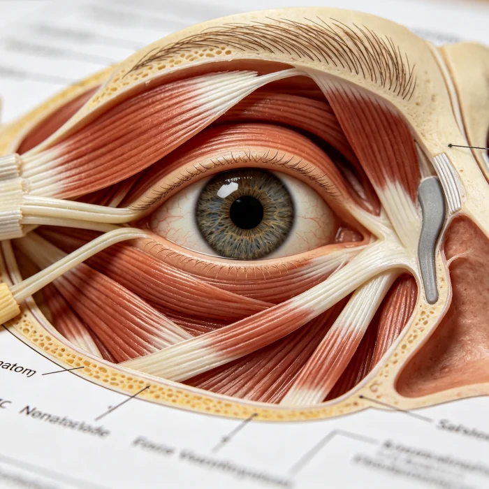a close-up of eye muscles anatomy diagram on a medical chart