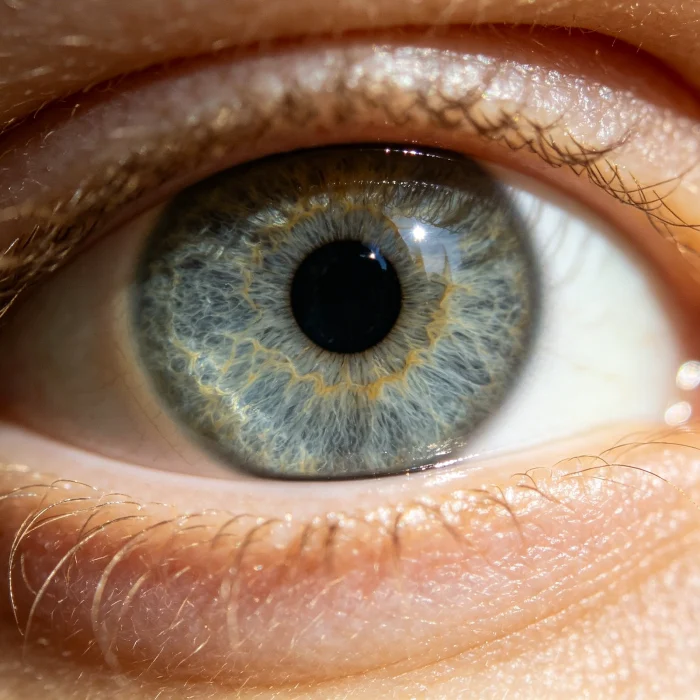 a close-up of a healthy human eye showing the cornea