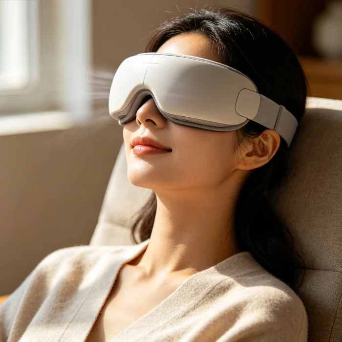 a person using a vibrating eye massager